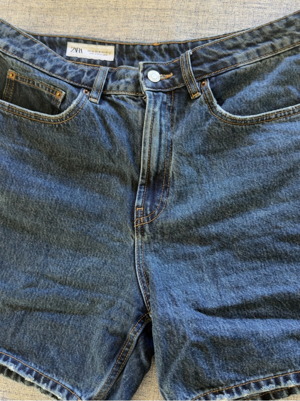 Zara Dark Blue High-Rise Denim Shorts - Picture 4 of 4